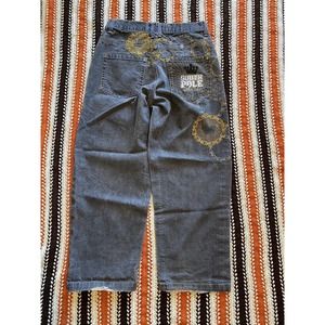 Southpole Jeans Men’s 30x28 Baggy Wide Leg Blue Denim Elite Embroidery Vintage